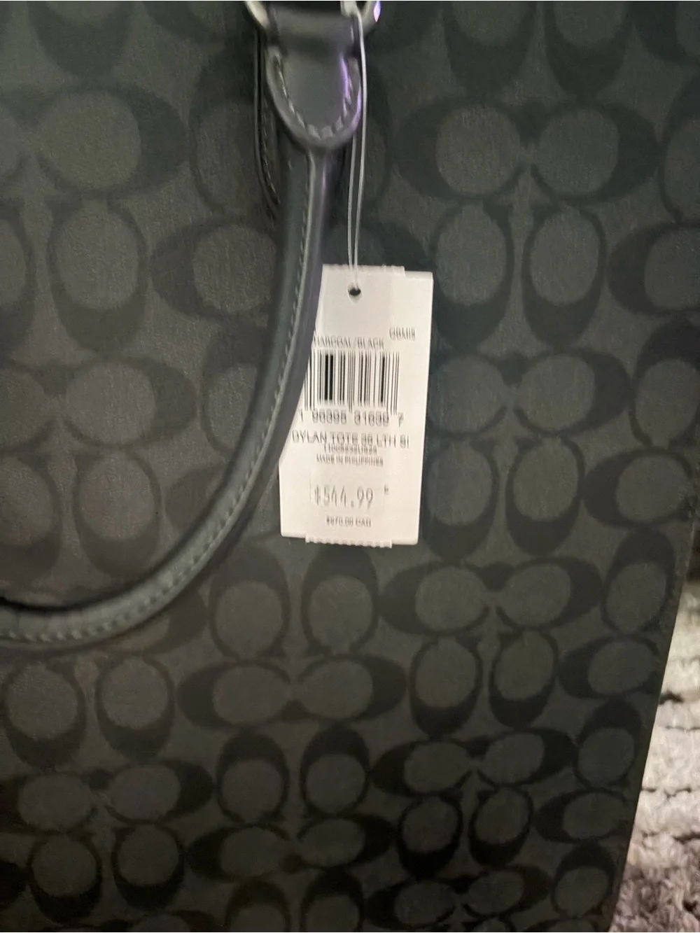 Coach Black Signature Canvas Tote With Leather Handles